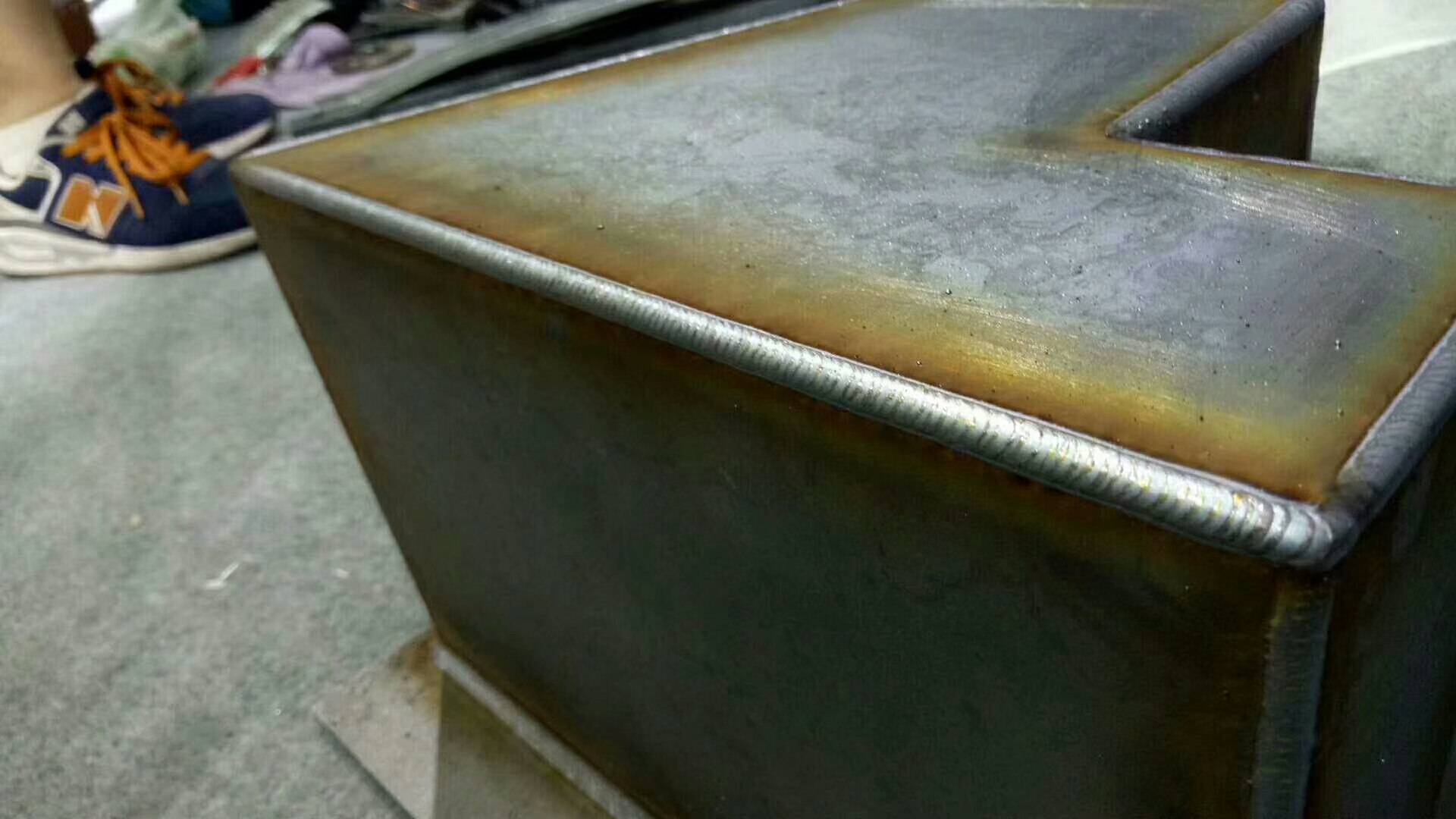 Welded metal structure close-up