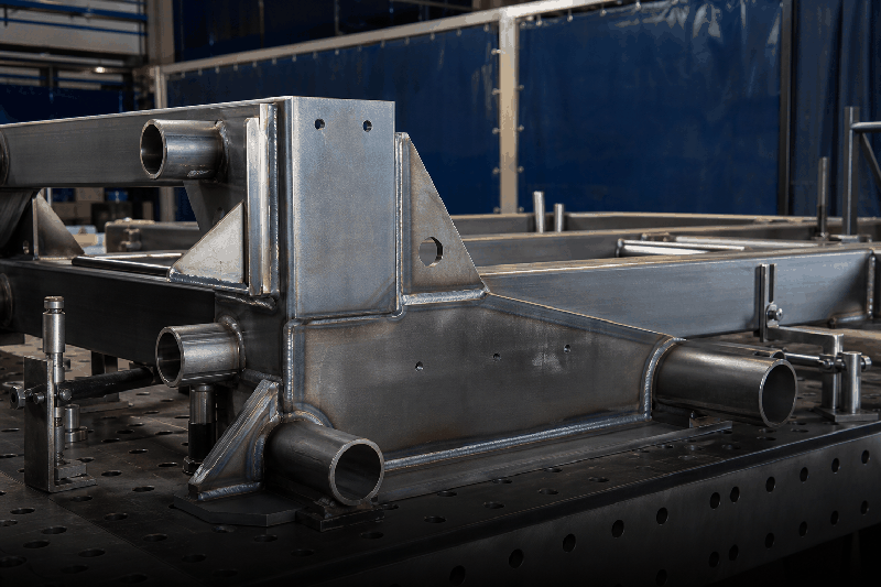Welded metal structure close-up